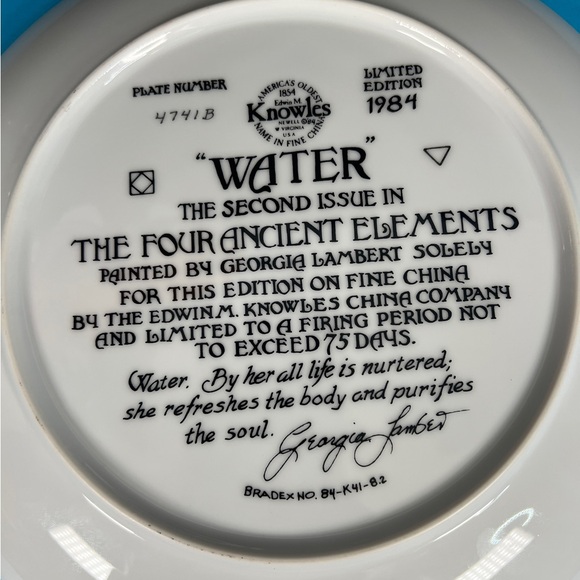 Knowles Four Ancient Elements Water And Fire Collector Plates  (Set Of Two) - Picture 12 of 12
